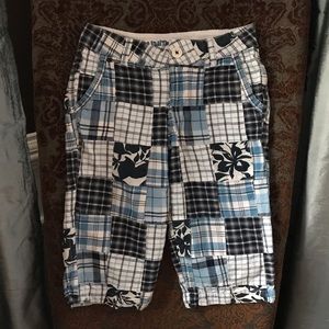 Plaid Patchwork Madras Board Bermuda Shorts